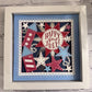 Happy 4th of July 3D paper art in a shadowbox