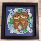 Otter couple 3D paper art in a shadowbox