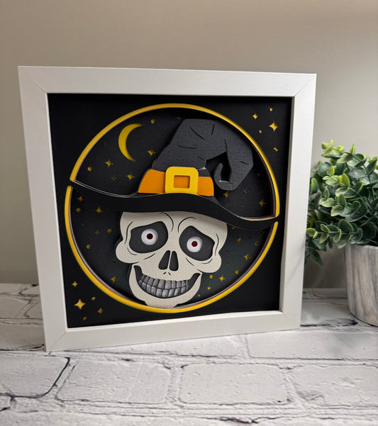 Creepy trio- skeleton 3D paper art shadowbox