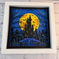 Halloween haunted house 3D paper art in a shadowbox