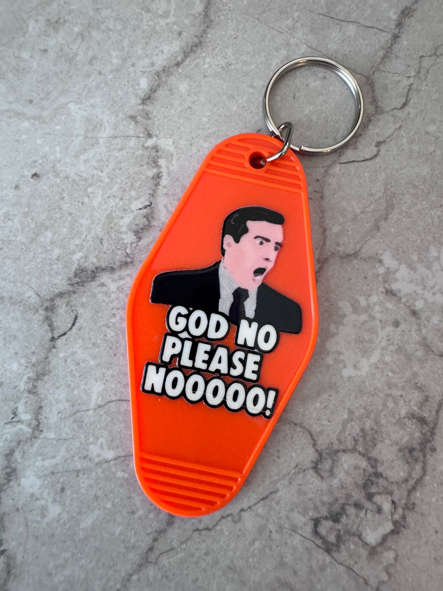 Workplace comedy tv show retro motel keychain