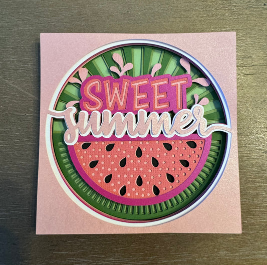 Sweet summer watermelon mini 3D paper art in a shadowbox