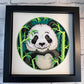 Panda with bamboo 3D paper art in a shadowbox