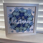 Let it snow blue snowflakes 3D paper art in a shadowbox