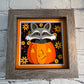 Fall raccoon in a pumpkin mini 3D paper art in a shadowbox