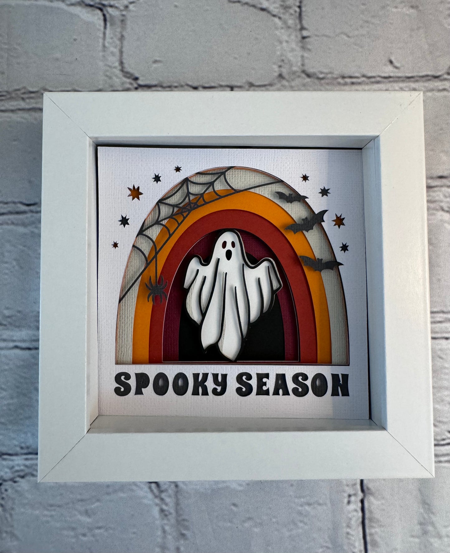 Spooky season mini 3D paper art in a shadowbox