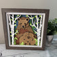 Brown bear family design 3D paper art in a shadowbox