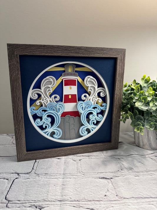 Lighthouse 3D paper art shadowbox