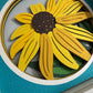 Black-eyed Susan close up mini 3D paper art in a shadowbox