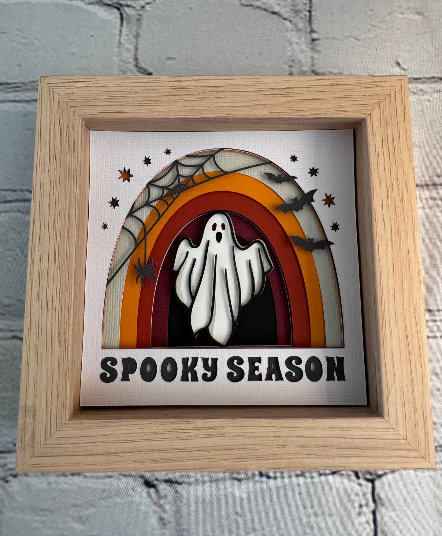 Spooky season mini 3D paper art in a shadowbox