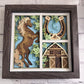 Horse with barn and horseshoe 3D paper art in a shadowbox
