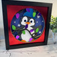 Penguin with Christmas lights 3D paper art shadowbox