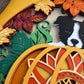 Dog in the pumpkin patch 3D paper art shadowbox