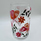 Coral and pink butterflies beer can glass