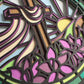 Stained glass cross on a hill 3D paper art in a shadowbox