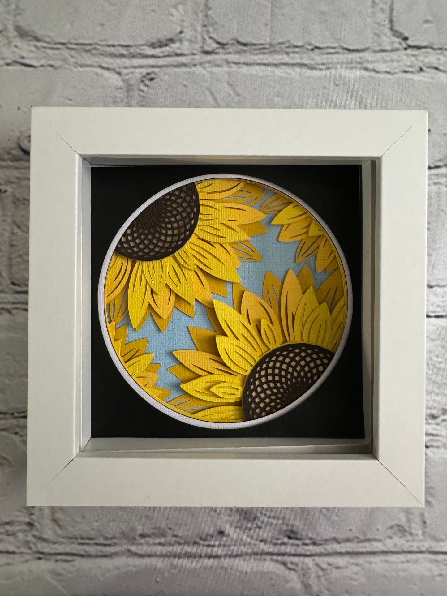 Sunflowers mini 3D paper art in a shadowbox