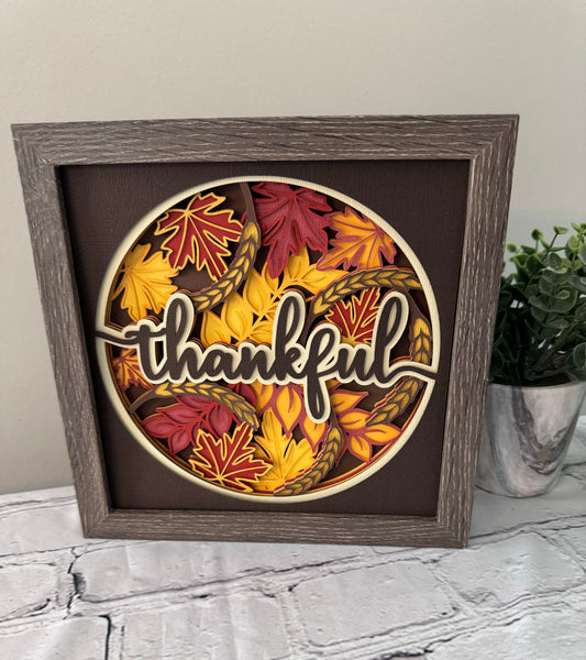 Thankful 3D paper art shadowbox