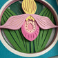Lady slipper close up mini 3D paper art in a shadowbox