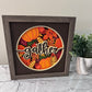 Gather fall leaves and pumpkins design 3D paper art in a shadowbox