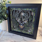 Stained glass buck 3D paper art in a shadowbox