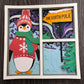 Penguin and northern lights window 3D paper art in a shadowbox