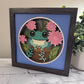 Frog in a flower pot 3D paper art in a shadowbox