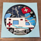 Ambulance EMS 3D paper art in a shadowbox