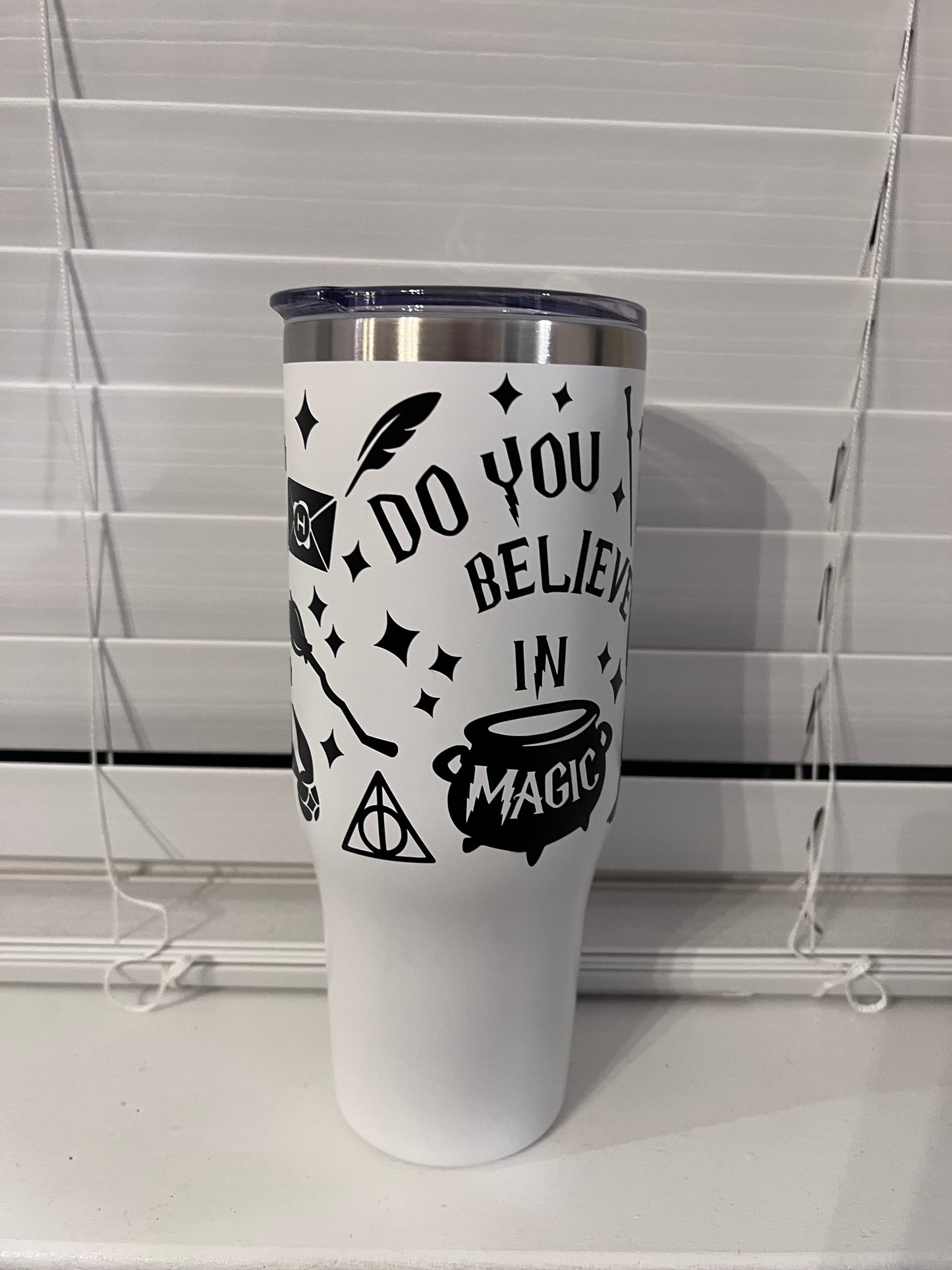 Do you believe in magic 40oz handle tumbler with straw and slide lid