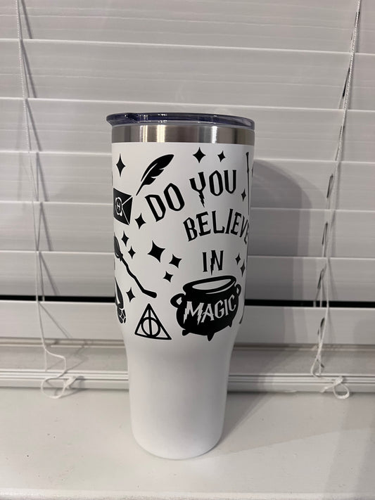 Do you believe in magic 40oz handle tumbler with straw and slide lid