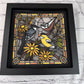 Stained glass bluebird and flowers 3D paper art in a shadowbox