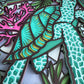 Stained glass sea turtle 3D paper art in a shadowbox