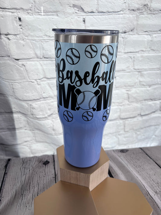 Baseball mom 40oz handle tumbler with straw and slide lid