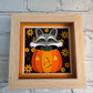 Fall raccoon in a pumpkin mini 3D paper art in a shadowbox