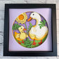 Mama duck and duckling 3D paper art in a shadowbox