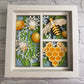 Bee scene three panel design 3D paper art in a shadowbox