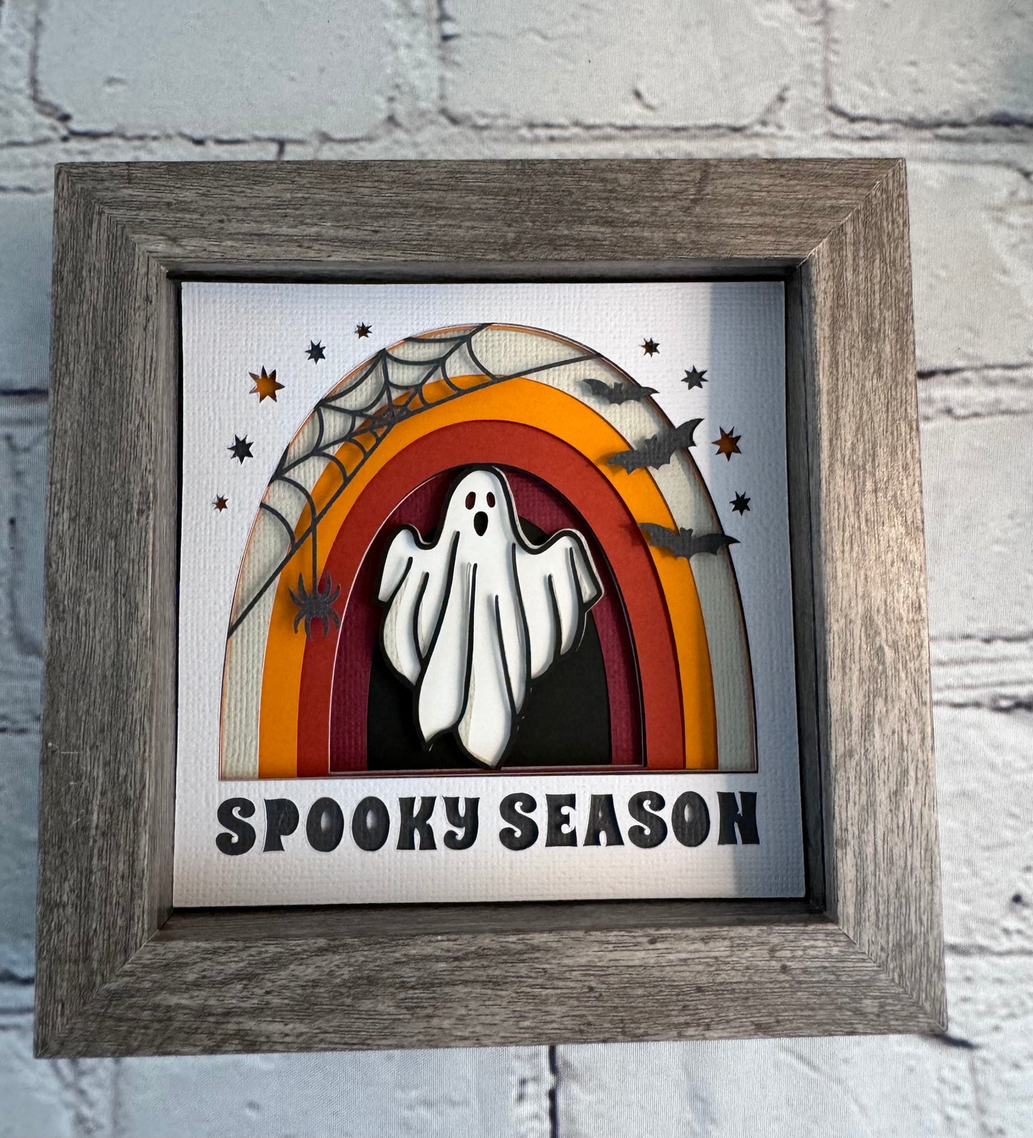 Spooky season mini 3D paper art in a shadowbox