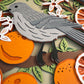 Mockingbird with oranges, Florida state bird 3D paper art in a shadowbox