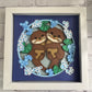 Otter couple 3D paper art in a shadowbox