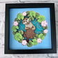 Otter with water lily design 3D paper art in a shadowbox