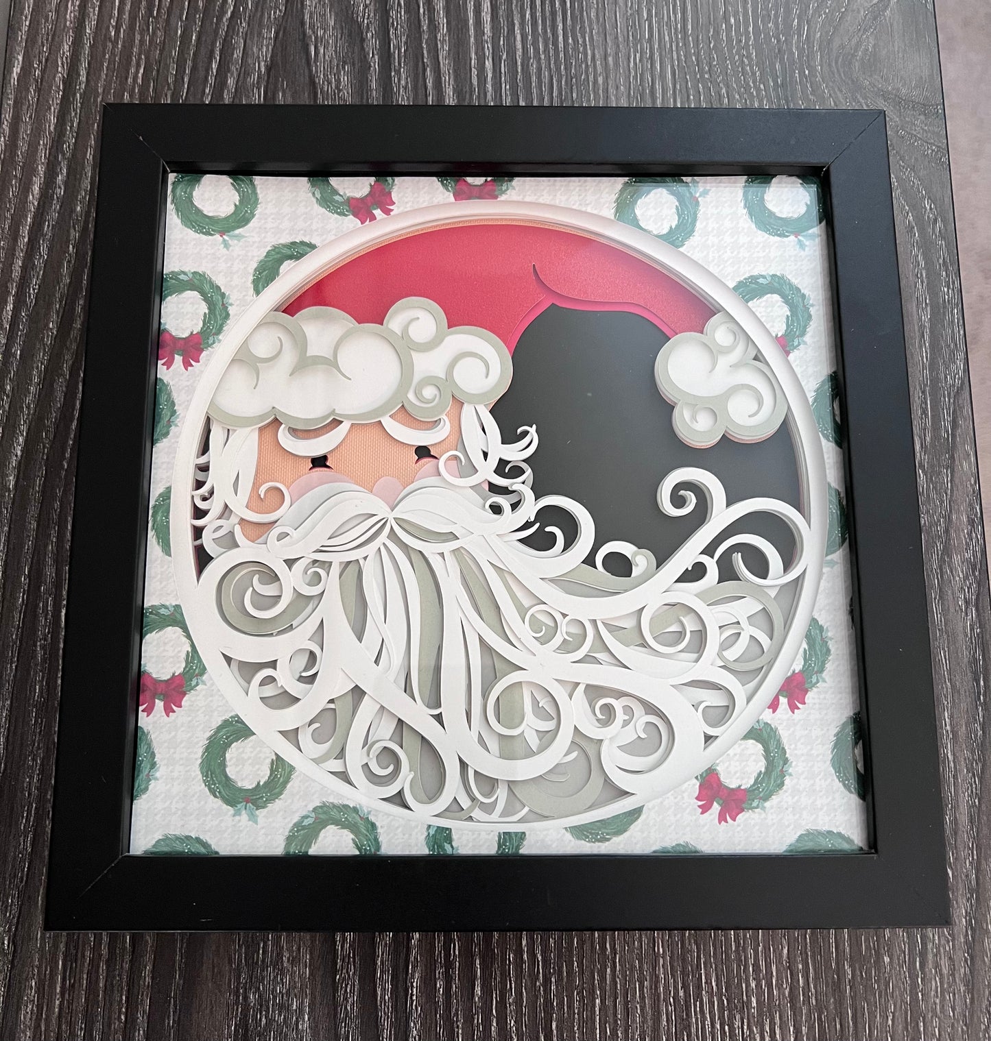 Santa face 3D paper art shadowbox