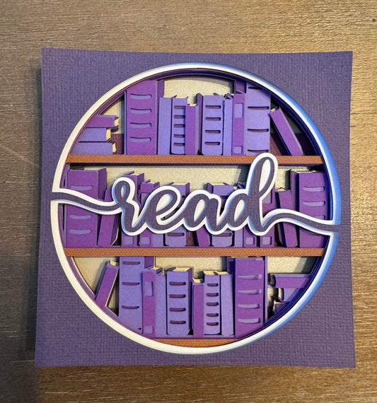 Read bookshelf mini 3D paper art in a shadowbox