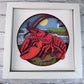 Lobster 3D paper art in a shadowbox