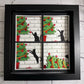Crazy cat with Christmas tree mini 3D paper art shadowbox