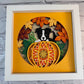 Dog in the pumpkin patch 3D paper art shadowbox