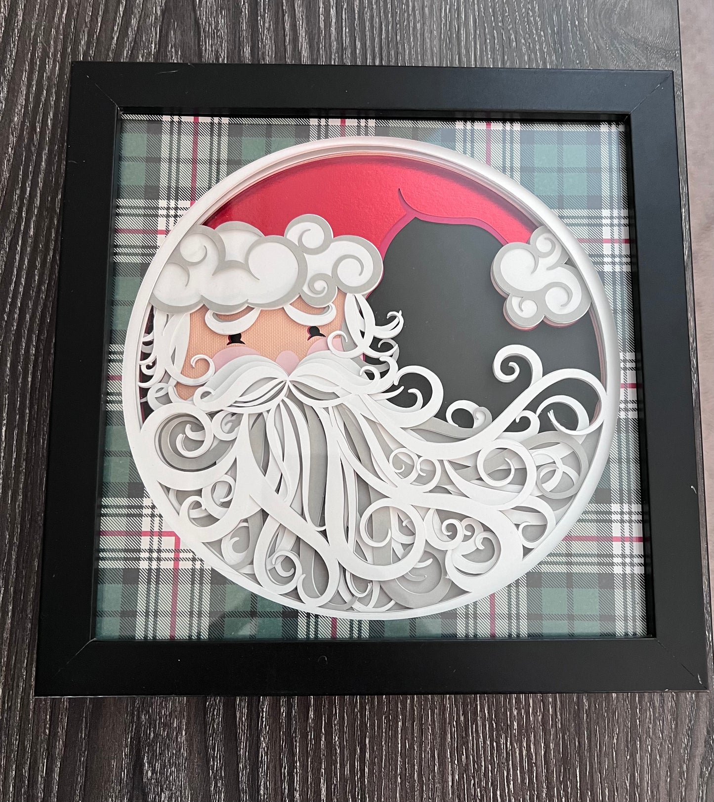 Santa face 3D paper art shadowbox