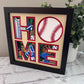 Home- Baseball 3D paper art in a shadowbox