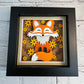 Fall fox mini 3D paper art in a shadowbox