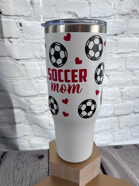 Soccer mom 40oz handle tumbler with straw and slide lid