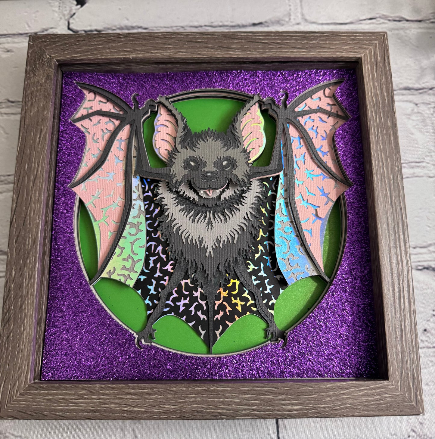 Halloween bat 3D paper art shadowbox