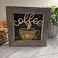 Coffee cup with hearts mini 3D paper art in a shadowbox